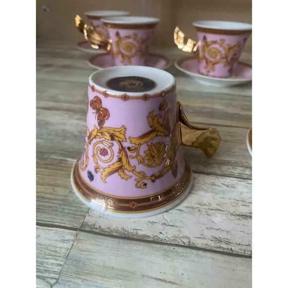 Rutherford Le Jardin De Italy Design Espresso Cup & Saucer Set Pink Gold inBox - Picture 9 of 16